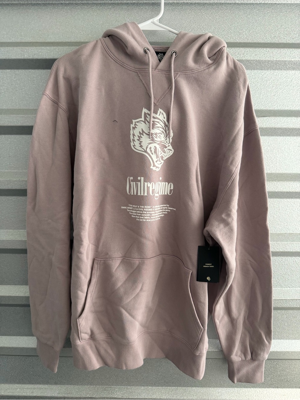 Darc Sport Mauve Crewneck Hoodie with White Wolf Graphic